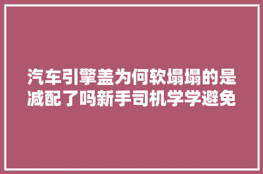 汽车引擎盖为何软塌塌的是减配了吗新手司机学学避免闹笑话