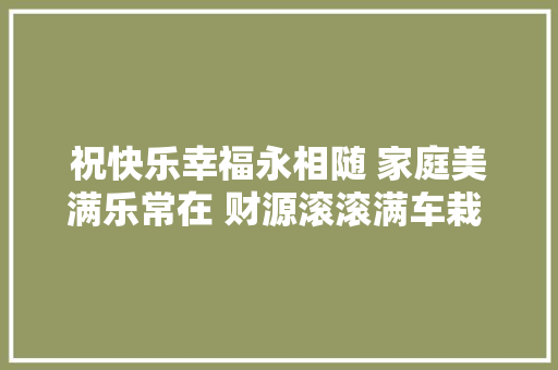 祝快乐幸福永相随 家庭美满乐常在 财源滚滚满车栽 祝你春节愉快