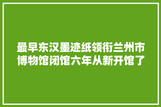 最早东汉墨迹纸领衔兰州市博物馆闭馆六年从新开馆了