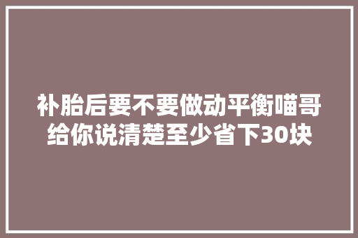 补胎后要不要做动平衡喵哥给你说清楚至少省下30块