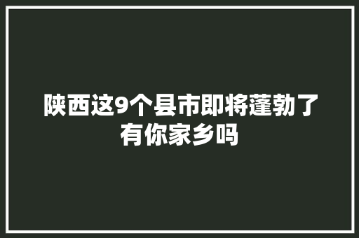 陕西这9个县市即将蓬勃了有你家乡吗