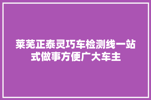 莱芜正泰灵巧车检测线一站式做事方便广大车主