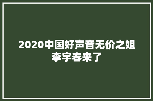2020中国好声音无价之姐李宇春来了