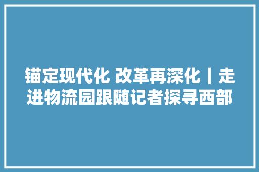 锚定现代化 改革再深化｜走进物流园跟随记者探寻西部开放密码