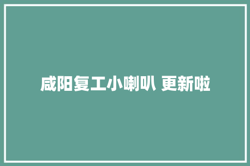 咸阳复工小喇叭 更新啦