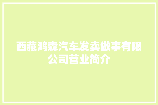 西藏鸿森汽车发卖做事有限公司营业简介