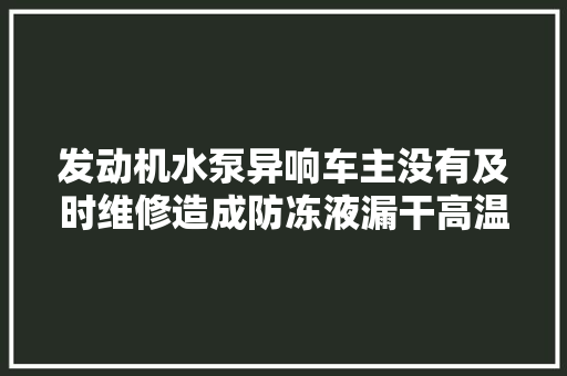 发动机水泵异响车主没有及时维修造成防冻液漏干高温报警