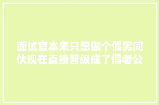 面试官本来只想做个假男同伙现在直接晋级成了假老公