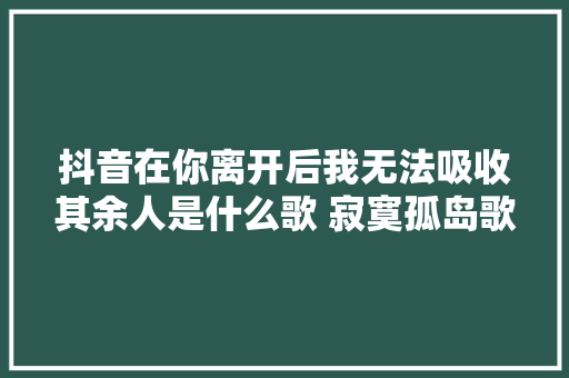 抖音在你离开后我无法吸收其余人是什么歌 寂寞孤岛歌词全文