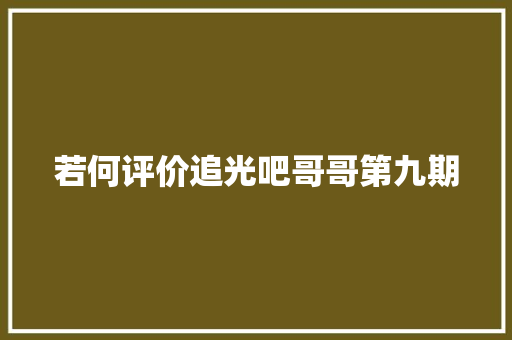 若何评价追光吧哥哥第九期