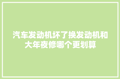 汽车发动机坏了换发动机和大年夜修哪个更划算