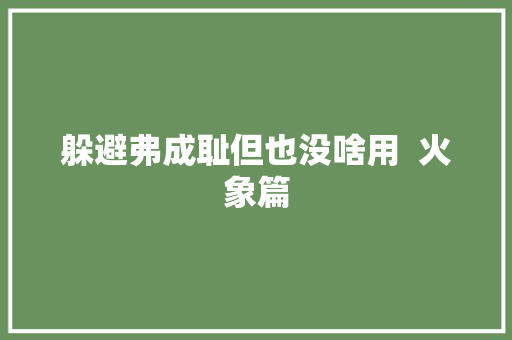 躲避弗成耻但也没啥用  火象篇