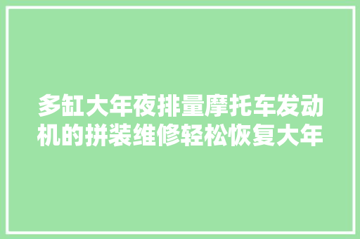 多缸大年夜排量摩托车发动机的拼装维修轻松恢复大年夜排车彭湃动力
