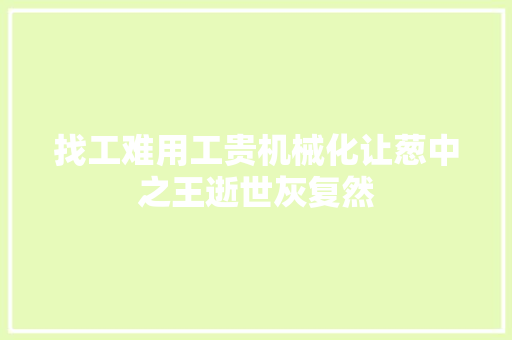 找工难用工贵机械化让葱中之王逝世灰复然