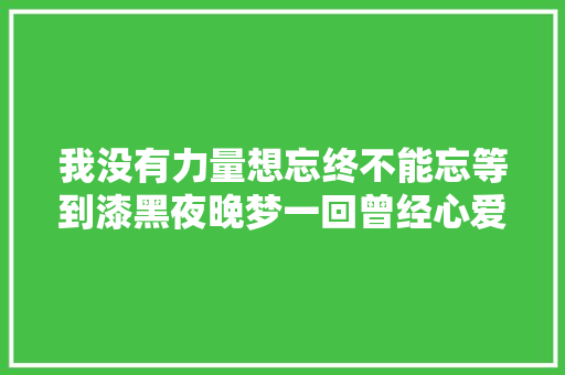 我没有力量想忘终不能忘等到漆黑夜晚梦一回曾经心爱的姑娘