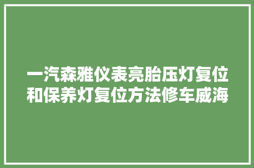 一汽森雅仪表亮胎压灯复位和保养灯复位方法修车威海经区 汽车知识