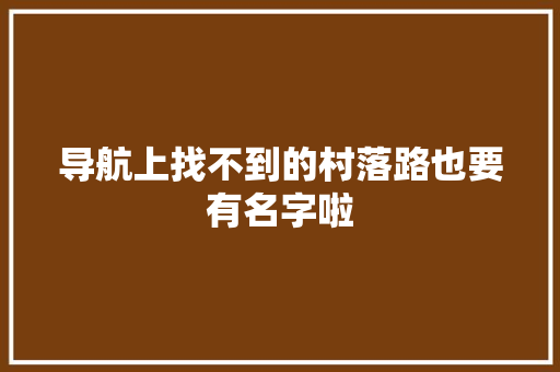 导航上找不到的村落路也要有名字啦