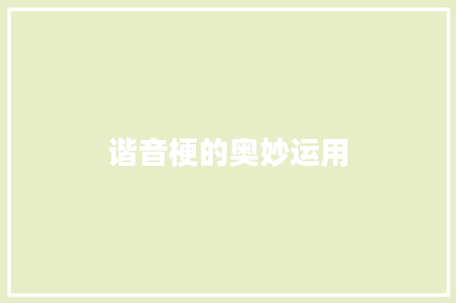 谐音梗的奥妙运用