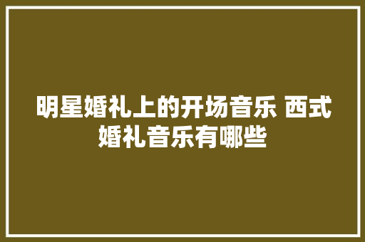 明星婚礼上的开场音乐 西式婚礼音乐有哪些