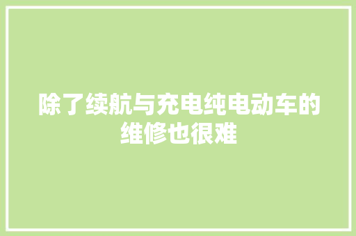 除了续航与充电纯电动车的维修也很难