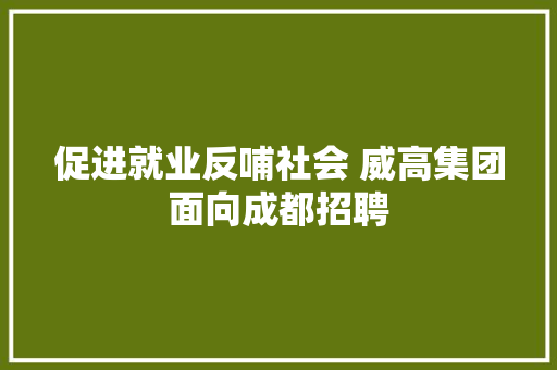 促进就业反哺社会 威高集团面向成都招聘