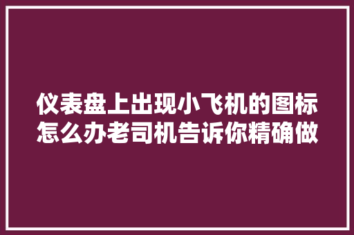 仪表盘上出现小飞机的图标怎么办老司机告诉你精确做法