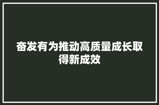 奋发有为推动高质量成长取得新成效