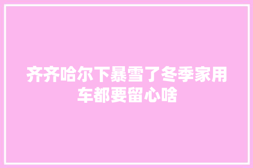 齐齐哈尔下暴雪了冬季家用车都要留心啥