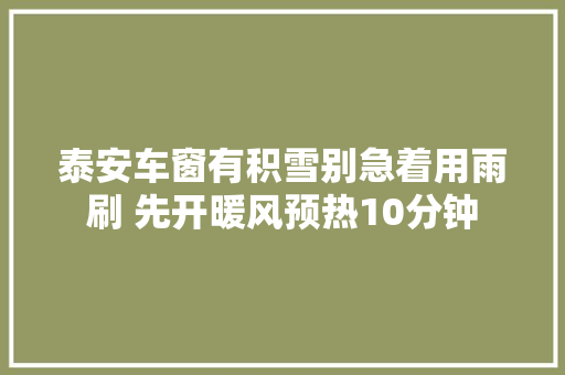 泰安车窗有积雪别急着用雨刷 先开暖风预热10分钟