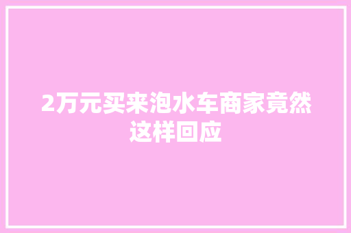 2万元买来泡水车商家竟然这样回应