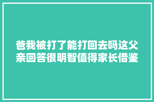 爸我被打了能打回去吗这父亲回答很明智值得家长借鉴