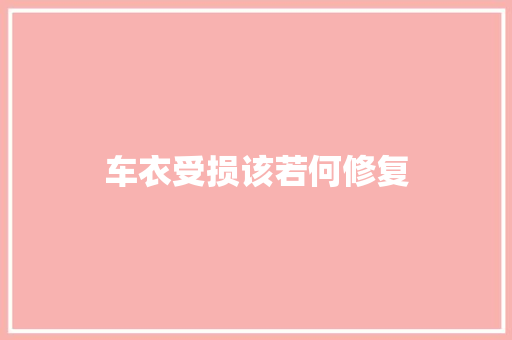 车衣受损该若何修复 汽车知识