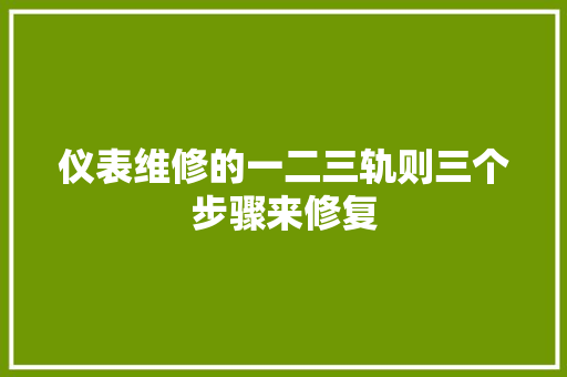 仪表维修的一二三轨则三个步骤来修复