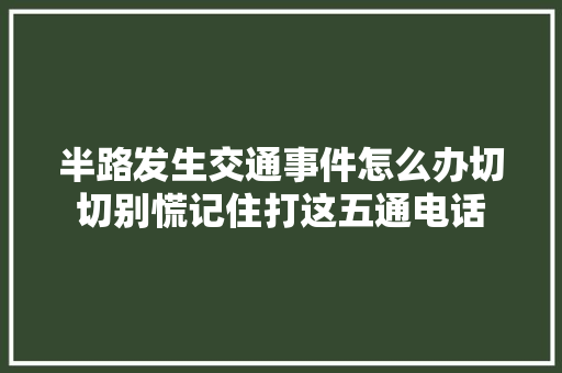 半路发生交通事件怎么办切切别慌记住打这五通电话