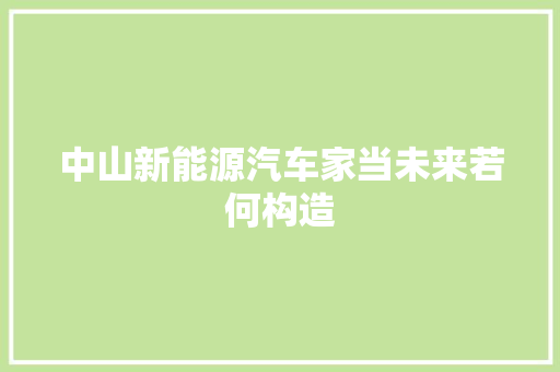 中山新能源汽车家当未来若何构造