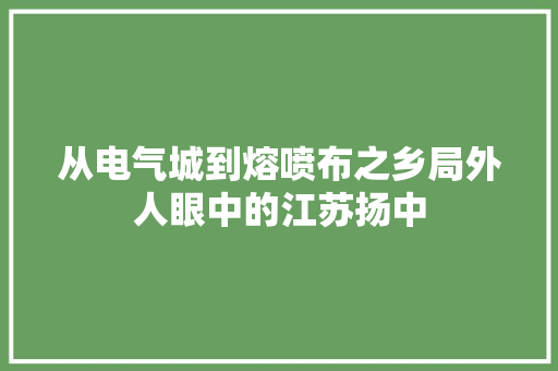 从电气城到熔喷布之乡局外人眼中的江苏扬中