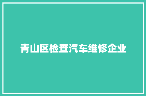 青山区检查汽车维修企业