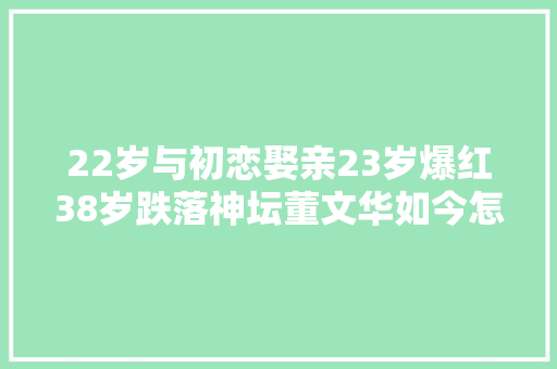 22岁与初恋娶亲23岁爆红38岁跌落神坛董文华如今怎么样了