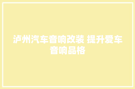 泸州汽车音响改装 提升爱车音响品格
