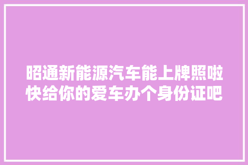 昭通新能源汽车能上牌照啦快给你的爱车办个身份证吧
