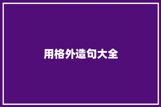 用格外造句大全