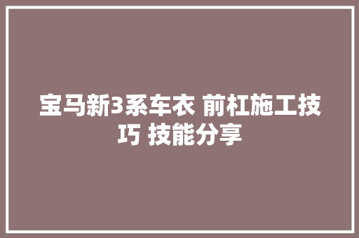 宝马新3系车衣 前杠施工技巧 技能分享
