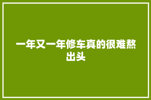 一年又一年修车真的很难熬出头