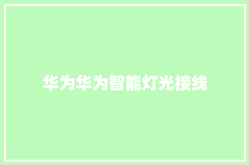 华为华为智能灯光接线
