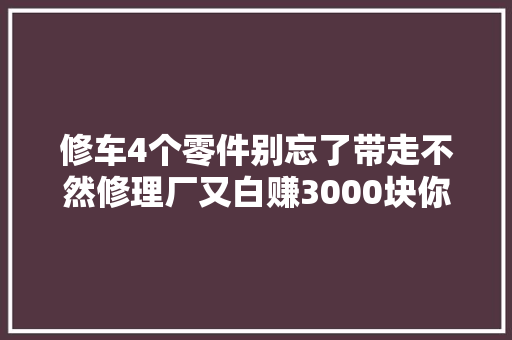 修车4个零件别忘了带走不然修理厂又白赚3000块你说气不气