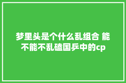 梦里头是个什么乱组合 能不能不乱磕国乒中的cp