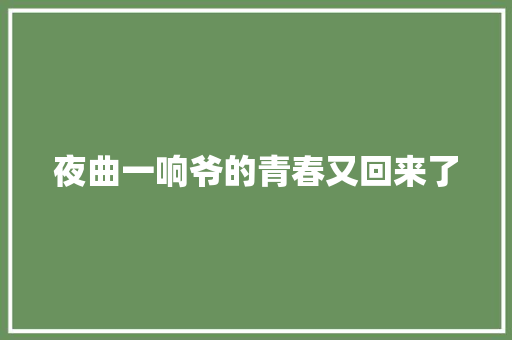 夜曲一响爷的青春又回来了