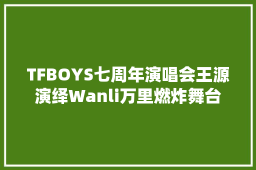 TFBOYS七周年演唱会王源演绎Wanli万里燃炸舞台