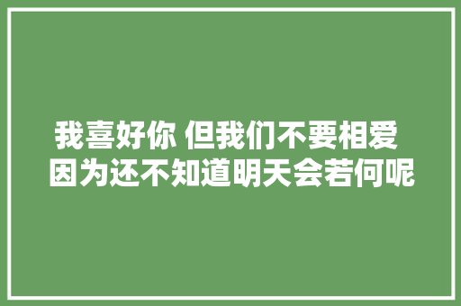 我喜好你 但我们不要相爱 因为还不知道明天会若何呢
