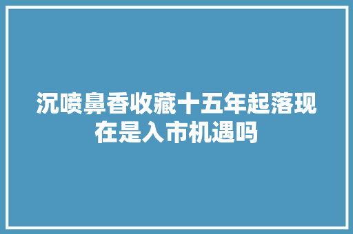 沉喷鼻香收藏十五年起落现在是入市机遇吗